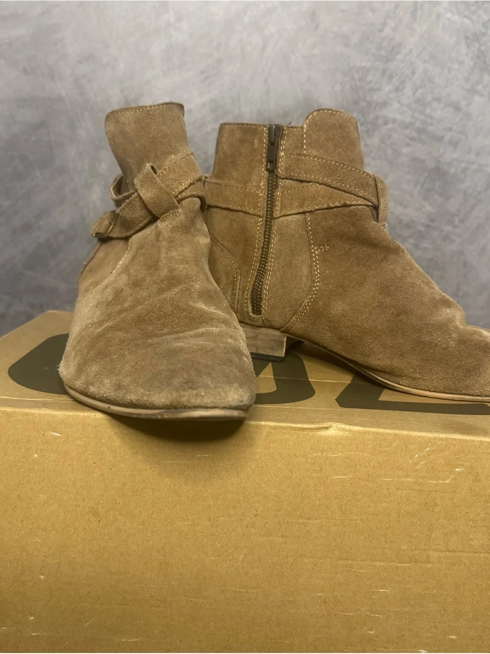 Topman Tan Suede Chukka Ankle Boots with Buckle Strap